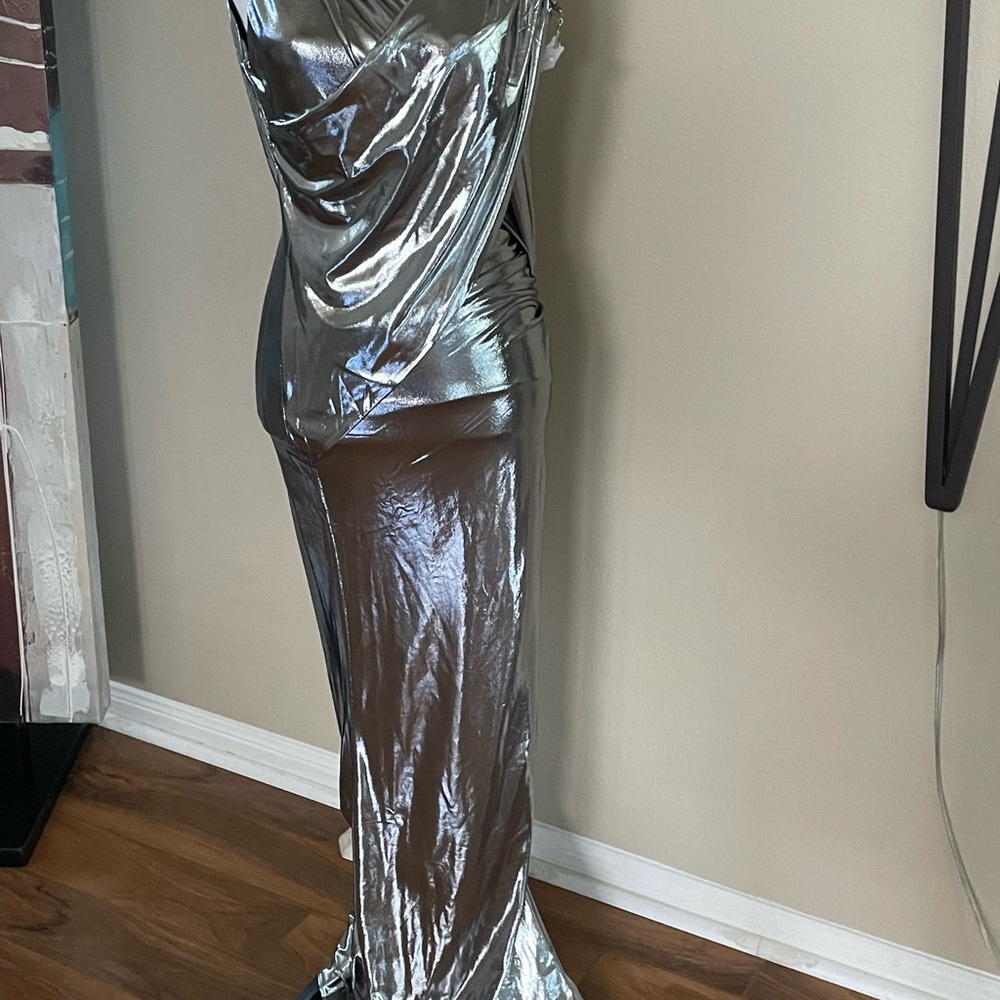 Asymmetrical Silver Dress